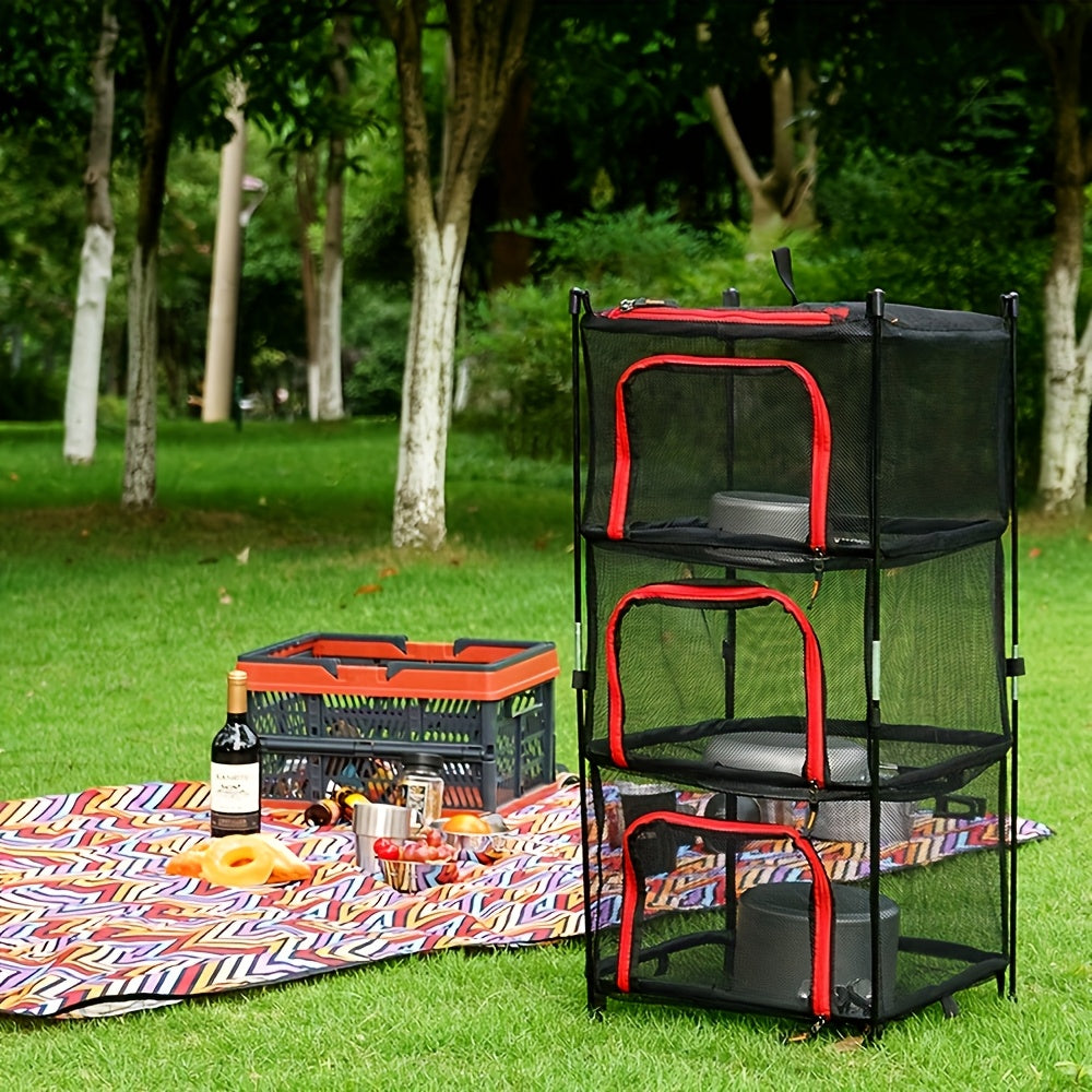 Foldable Camping Storage Organizer | Hanging Camp Kitchen Shelf