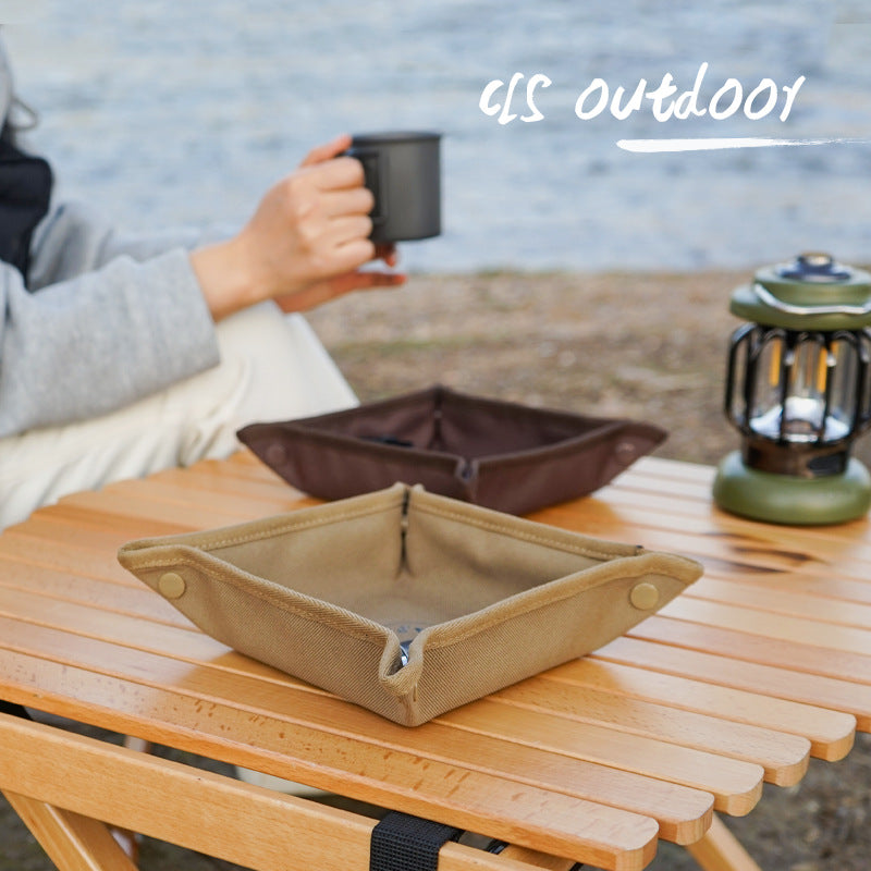 Folding Camp Storage Tray | Snap Corner Gear Organizer