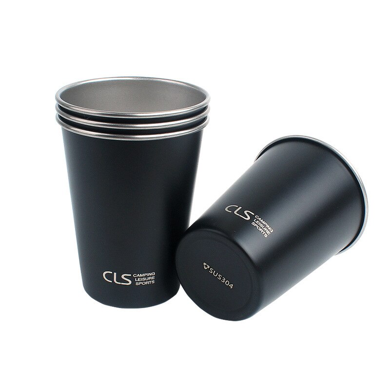 304 Stainless Steel Camping Cup Set | 4-Piece Stackable Camp Mugs