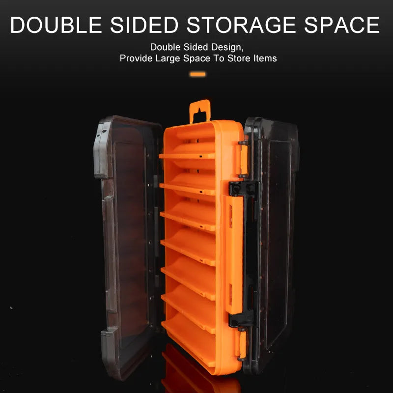 Double-Sided Fishing Tackle Box | 12 & 14 Compartment Lure Organizer