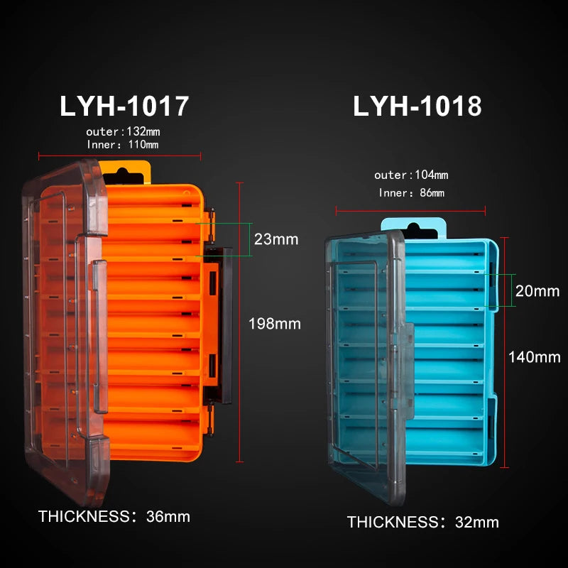 Double-Sided Fishing Tackle Box | 12 & 14 Compartment Lure Organizer
