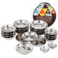 22-Piece Stainless Steel Camping Dinnerware Set | Camp Cooking Tableware Kit