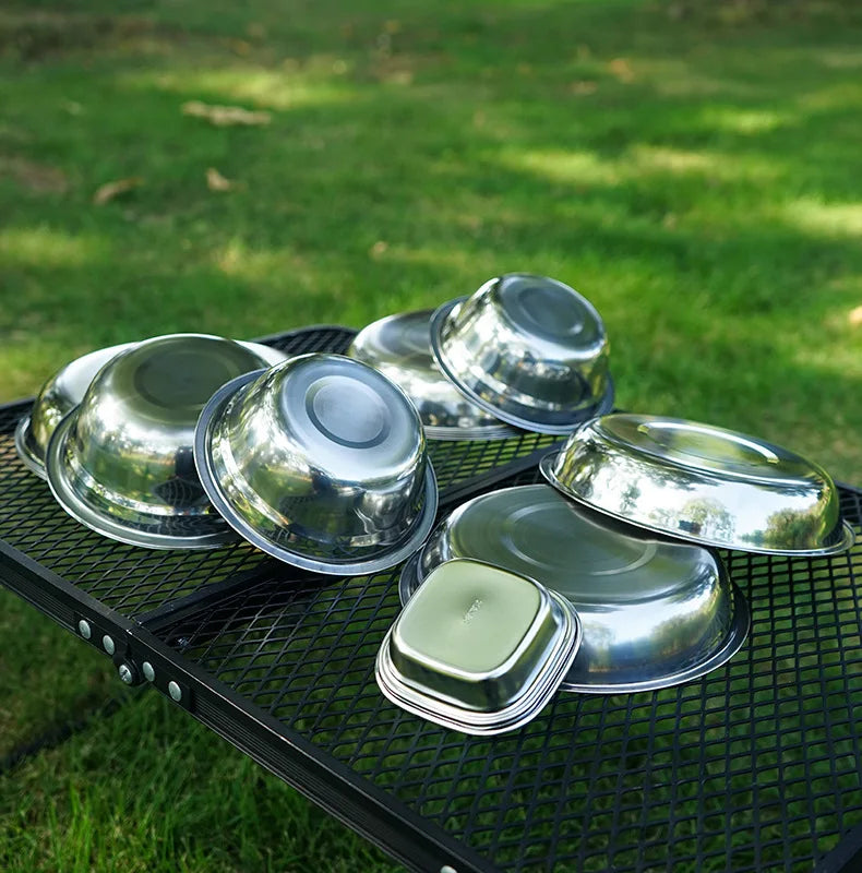 22-Piece Stainless Steel Camping Dinnerware Set | Camp Cooking Tableware Kit