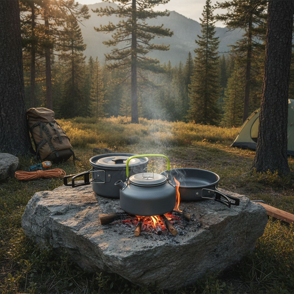 Camping Cookware Set | 2-3 Person Pot, Pan & Kettle Kit